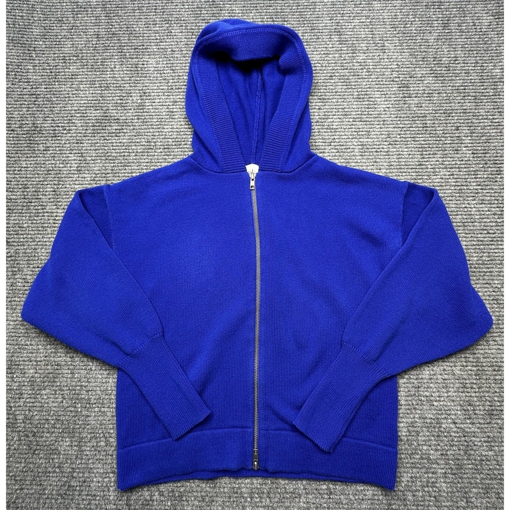 Cabi Sweater Womens Small Blue Hooded Full Zip Cotton Knit Cozy Hoodie Jacket